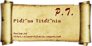Plésa Titánia névjegykártya